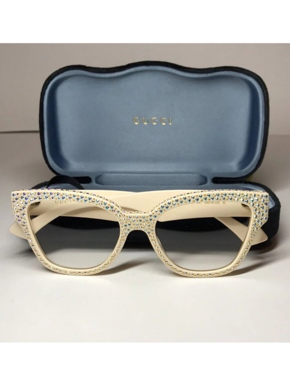 Gucci GG1424s Cream Crystal-Embellished Women's Glasses - Picture 8 of 11